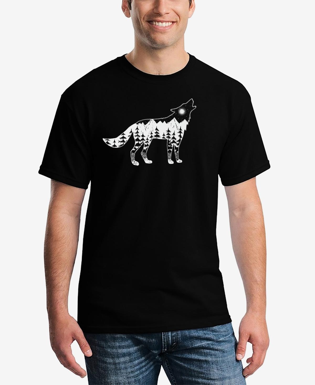 La Pop Art Mens Howling Wolf Word Art Short Sleeve T-shirt Product Image