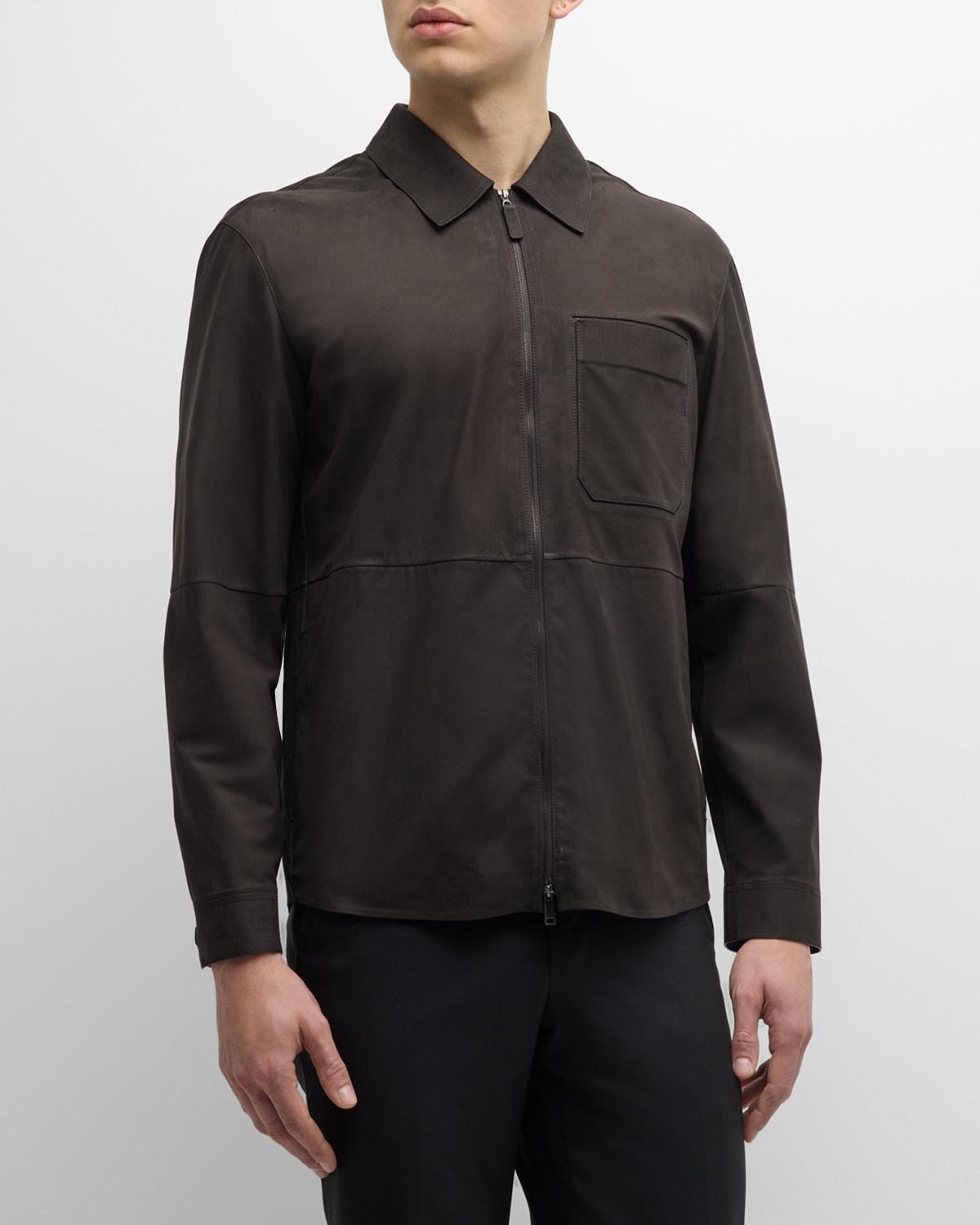 Mens Suede Full-Zip Overshirt Product Image