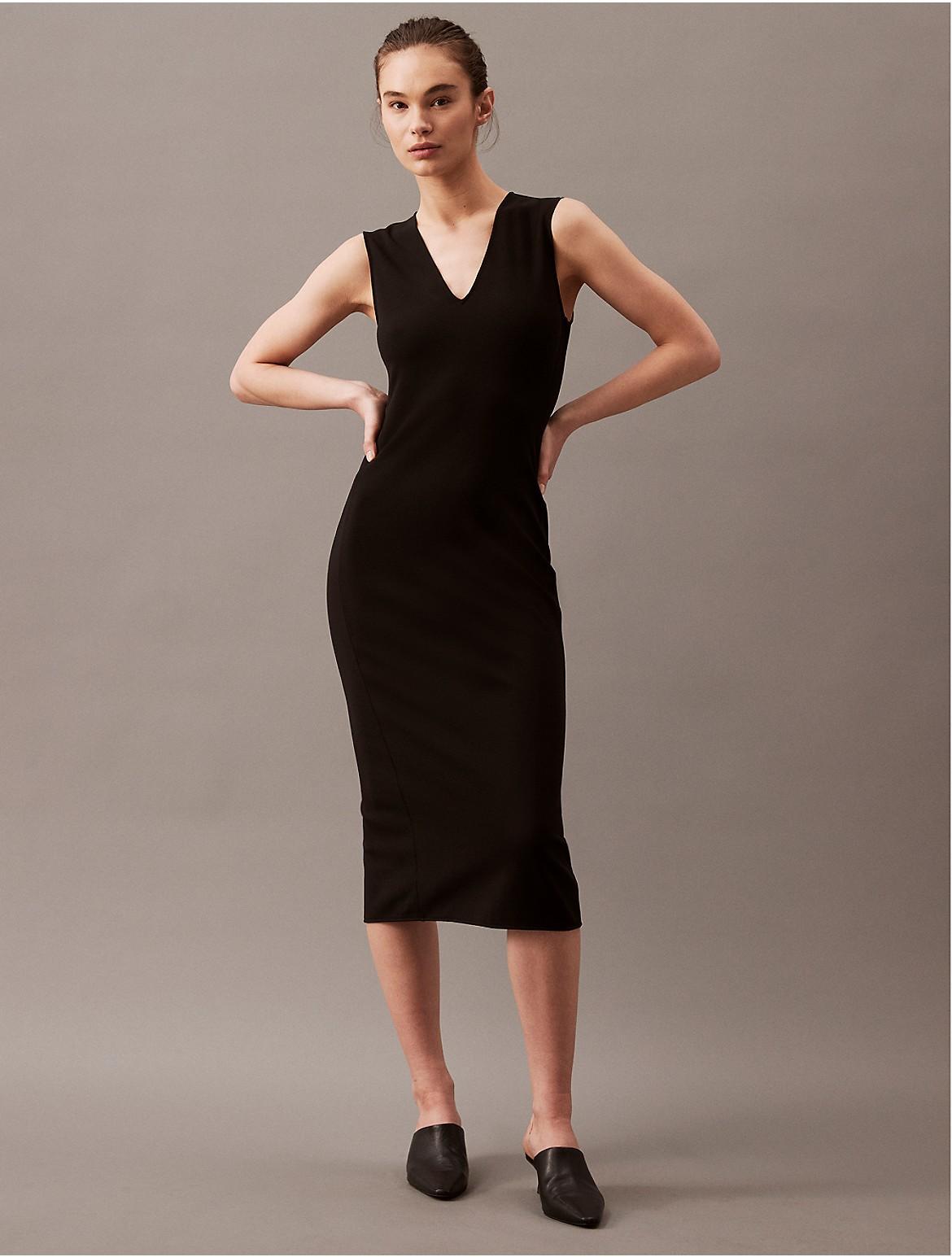 Calvin Klein Womens Stretch Crepe Sleeveless Midi Dress - Black - XS Product Image