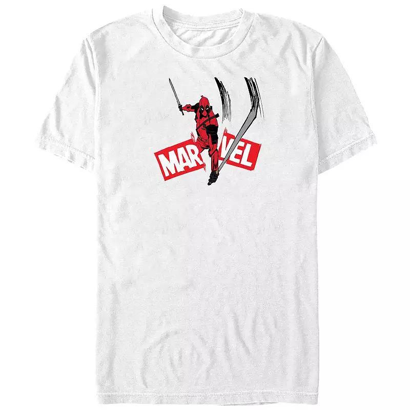 Big & Tall Marvel Deadpool Slashing Marvel Logo Graphic Tee, Mens Product Image