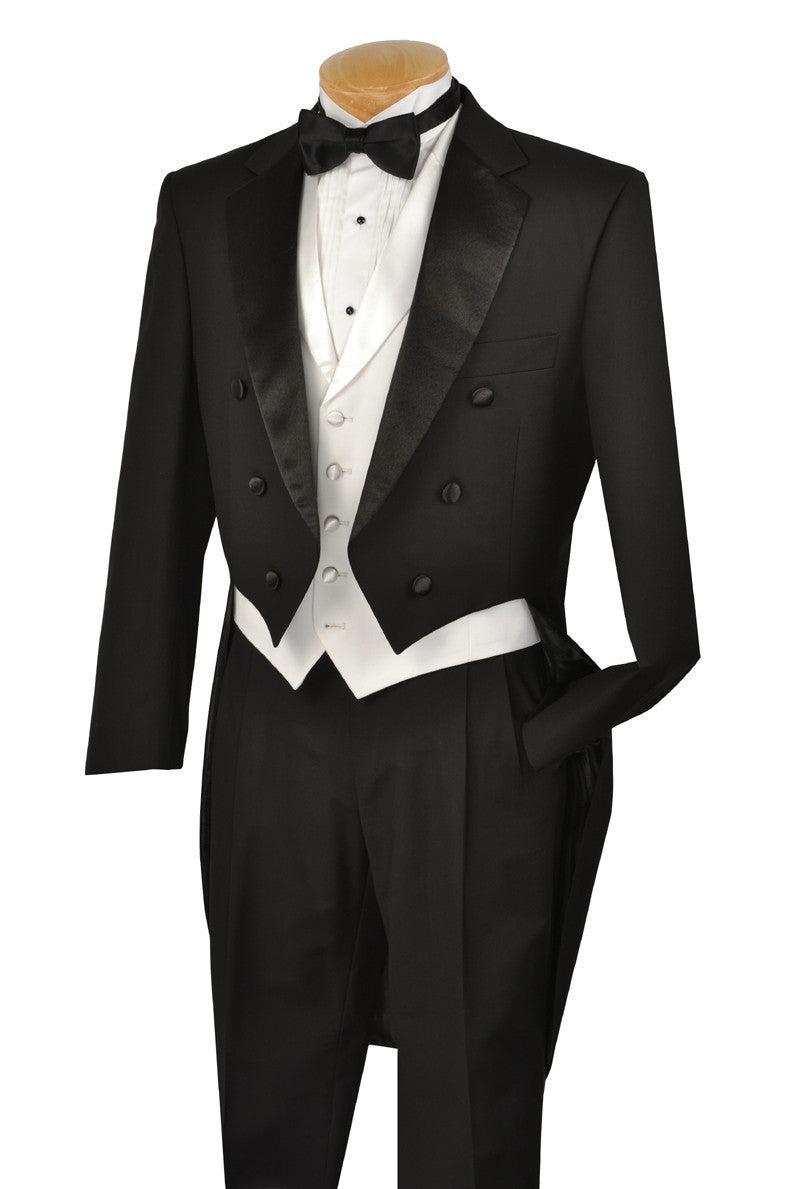 Men's Tuxedo Regular Fit Collection With Tails 3 Piece In Black Product Image