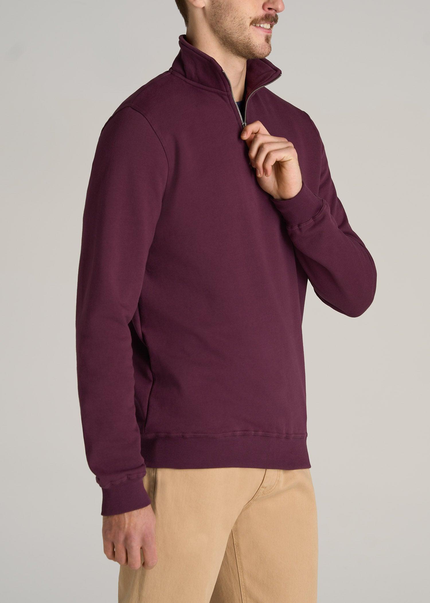 Wearever Fleece Quarter-Zip Tall Men's Sweatshirt in Maroon Product Image