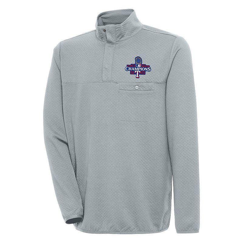 Mens Antigua Gray Texas Rangers 2023 World Series Champions Streamer Quarter-Snap Pullover Jacket Product Image