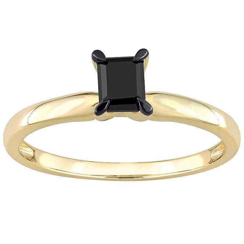 Stella Grace 14k Gold 1/2 Carat T.W. Emerald Cut Black Diamond Solitaire Engagement Ring, Womens Product Image