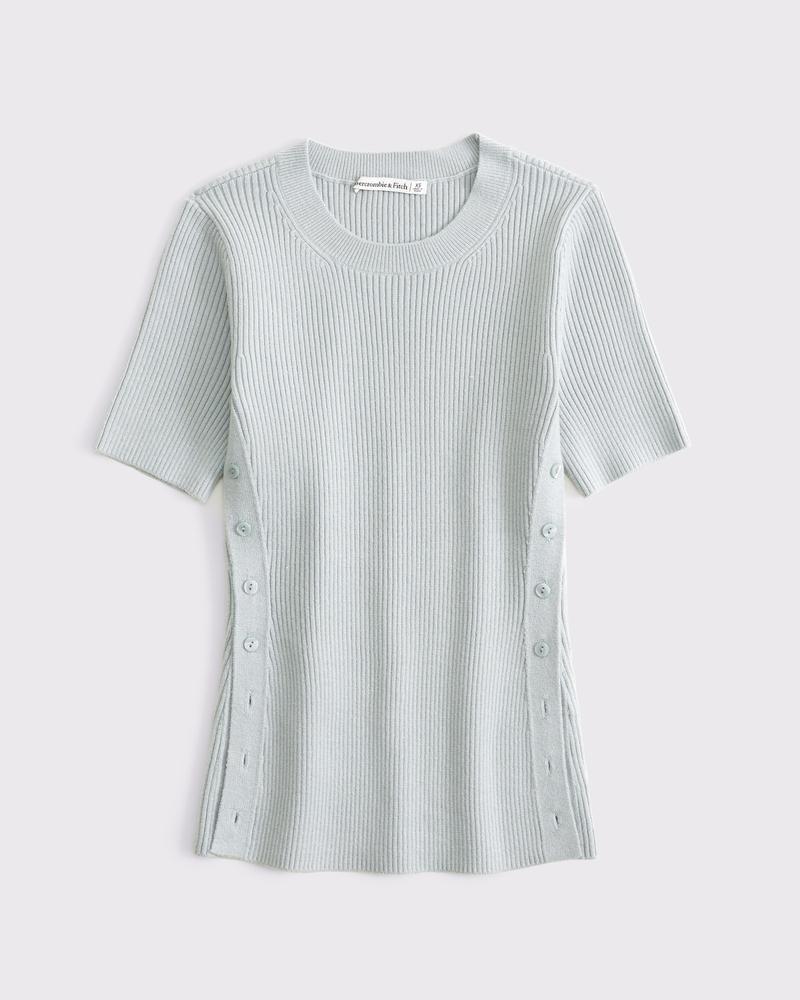 LuxeLoft Side-Button Sweater Tee Product Image