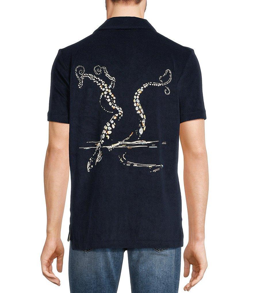 Murano Modern Maritime Collection Slim-Fit Terry Embroidered Short Sleeve Woven Camp Shirt Product Image