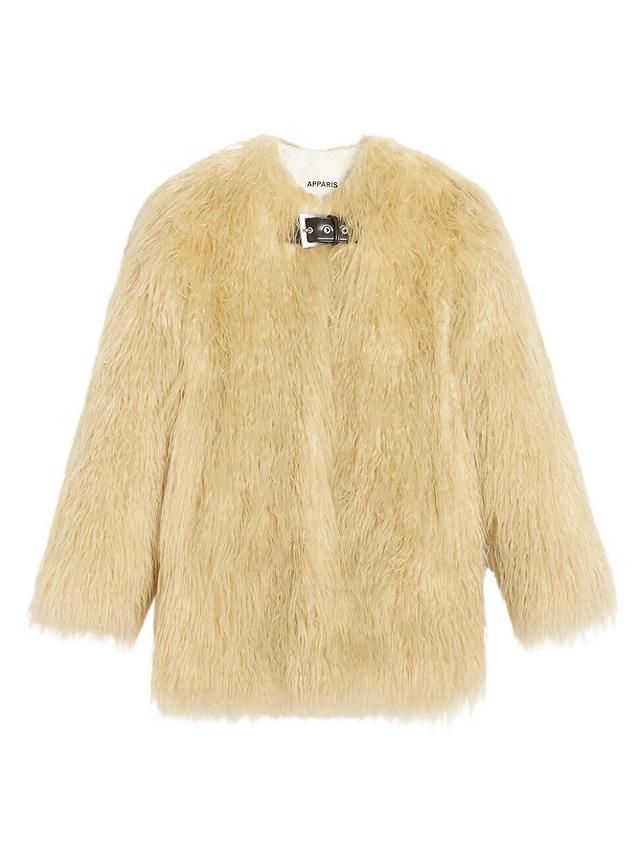 Womens Petra Faux Mongolian Fur Coat Product Image