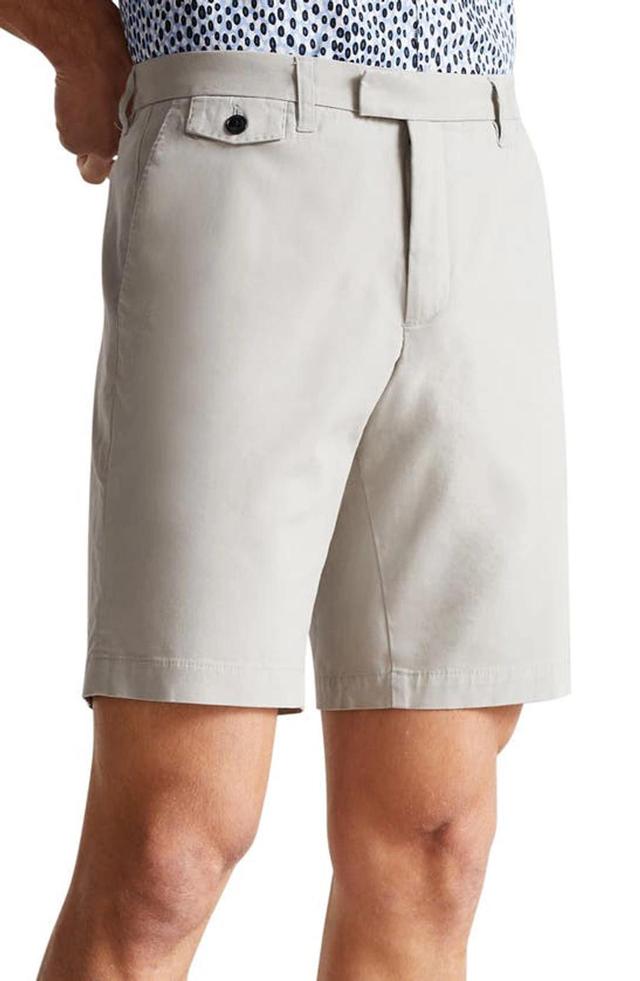 Ashfrd Regular-fit Stretch Cotton-blend Chino Shorts In Light Grey Product Image