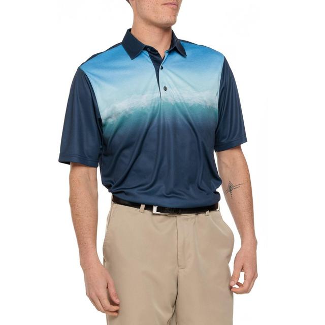 Greg Norman Ombre Shark Chest Graphic Polo Shirt - Short Sleeve Product Image