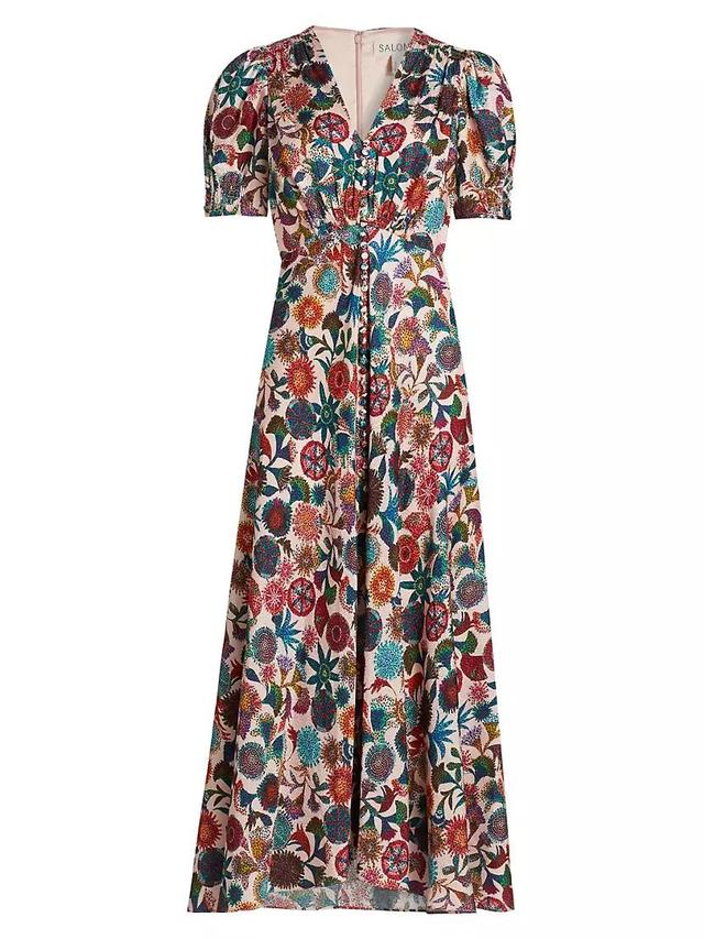 Lea Floral Silk Maxi Dress Product Image