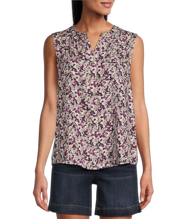 Westbound Plum Dot Print Woven Sleeveless Button Front Blouse Product Image