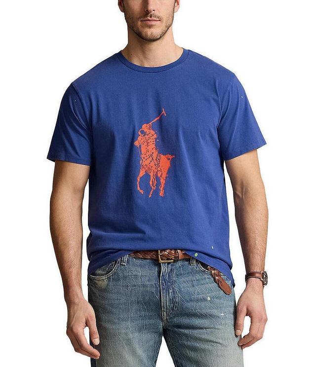 Polo Ralph Lauren Classic-Fit Big Pony Knit Jersey Paint Splatter Motif Crew Neck Short Sleeve T-Shirt Product Image