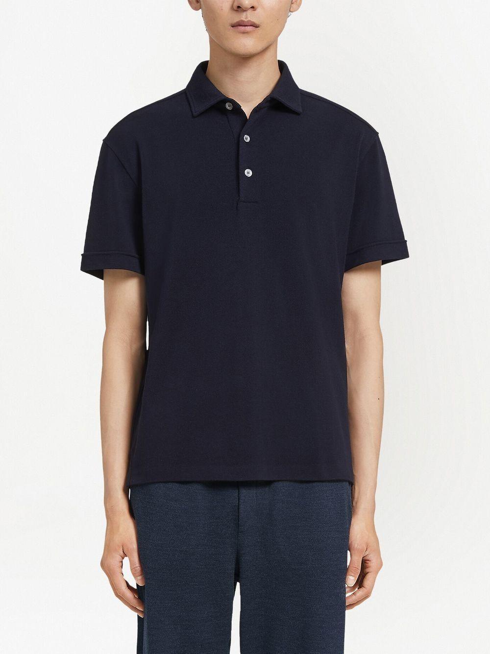 ZEGNA Short-sleeve Polo Shirt In Navy Blue Product Image