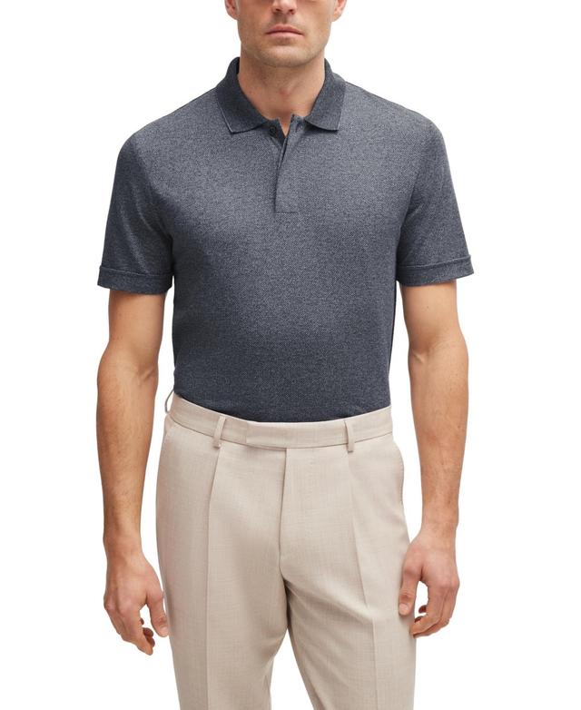 Mens Regular-fit polo shirt in moulin cotton and silk Product Image