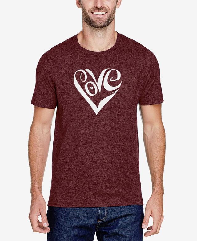 Mens Premium Blend Word Art Script Love Heart T-shirt Product Image