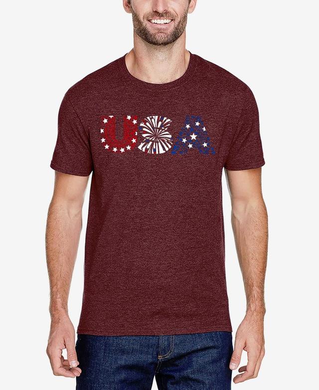 La Pop Art Usa Fireworks - Mens Premium Blend Word Art T-Shirt Product Image