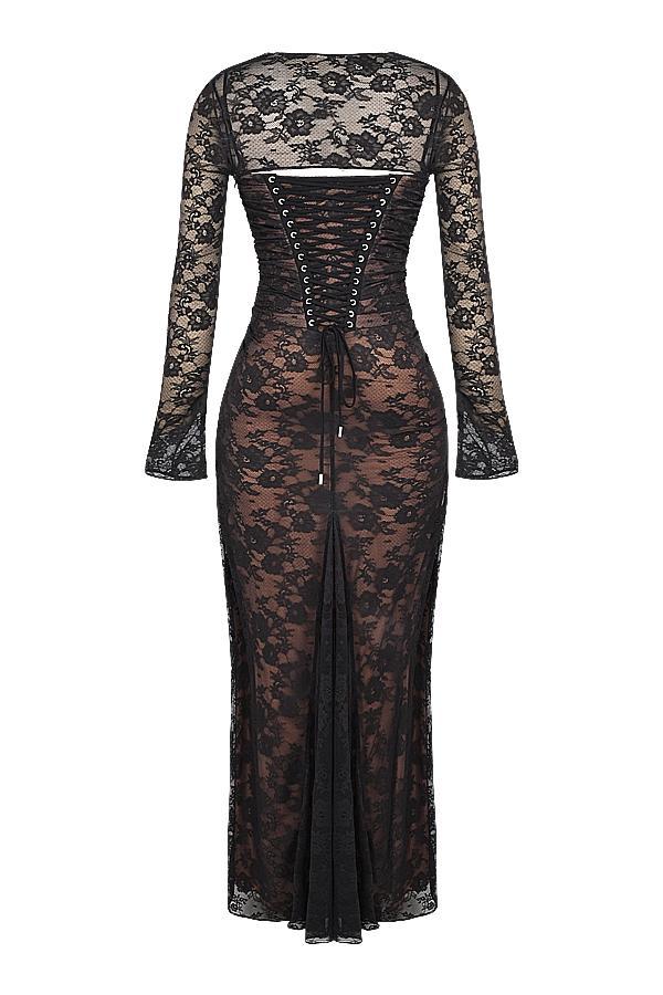 Artemis Black Lace Maxi Dress Product Image