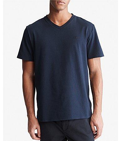 Calvin Klein Short Sleeve Smooth Cotton Solid V-Neck T Product Image