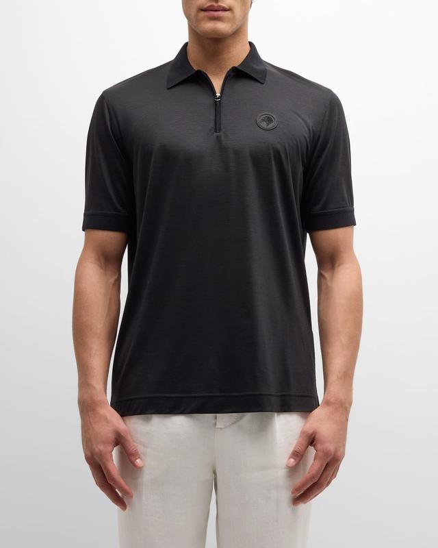 Mens Wool Knit Quarter-Zip Polo Shirt Product Image