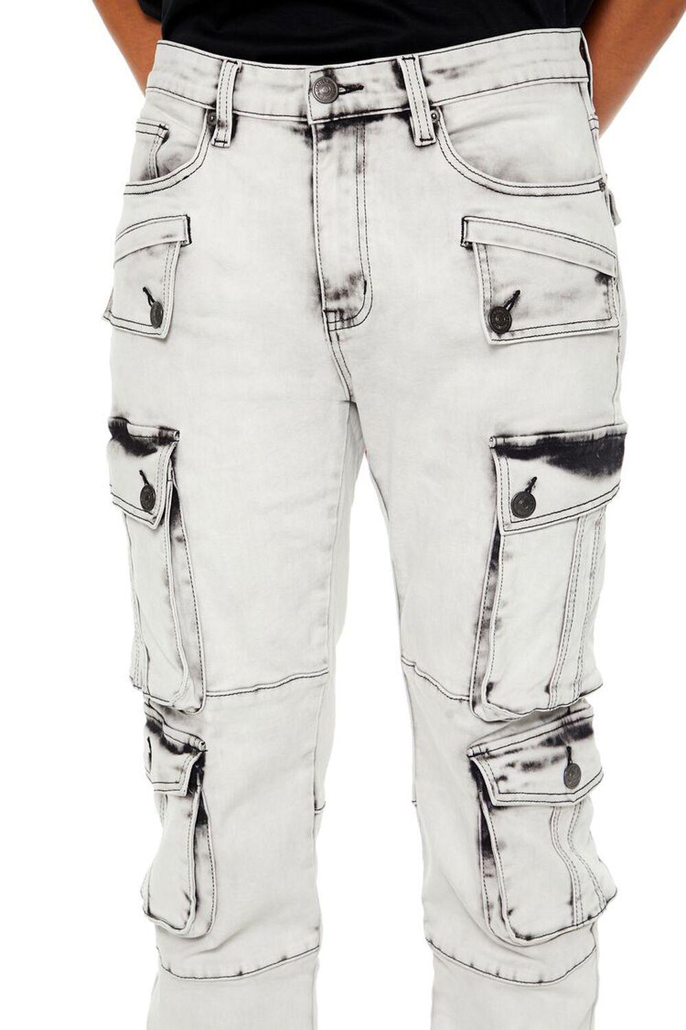 Slim-Fit Acid Wash Cargo Jeans | Forever 21 Product Image