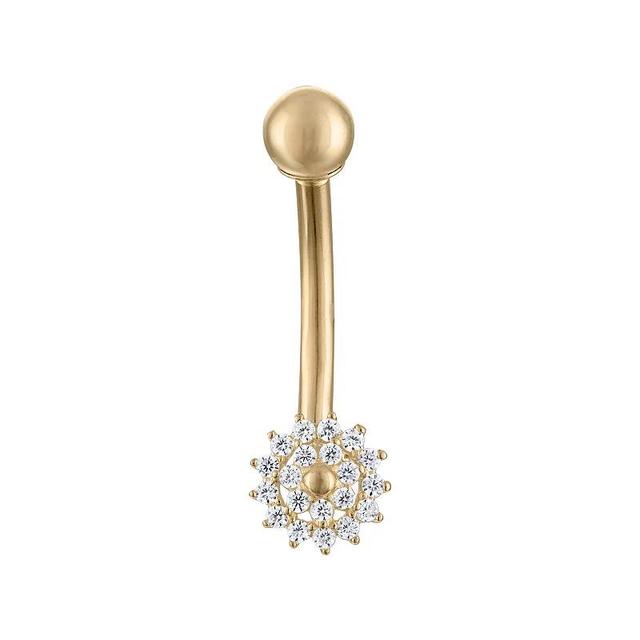 Amella Jewels 10k Gold One-Side Internally Threaded Flower-Shaped Belly Ring, Womens Product Image