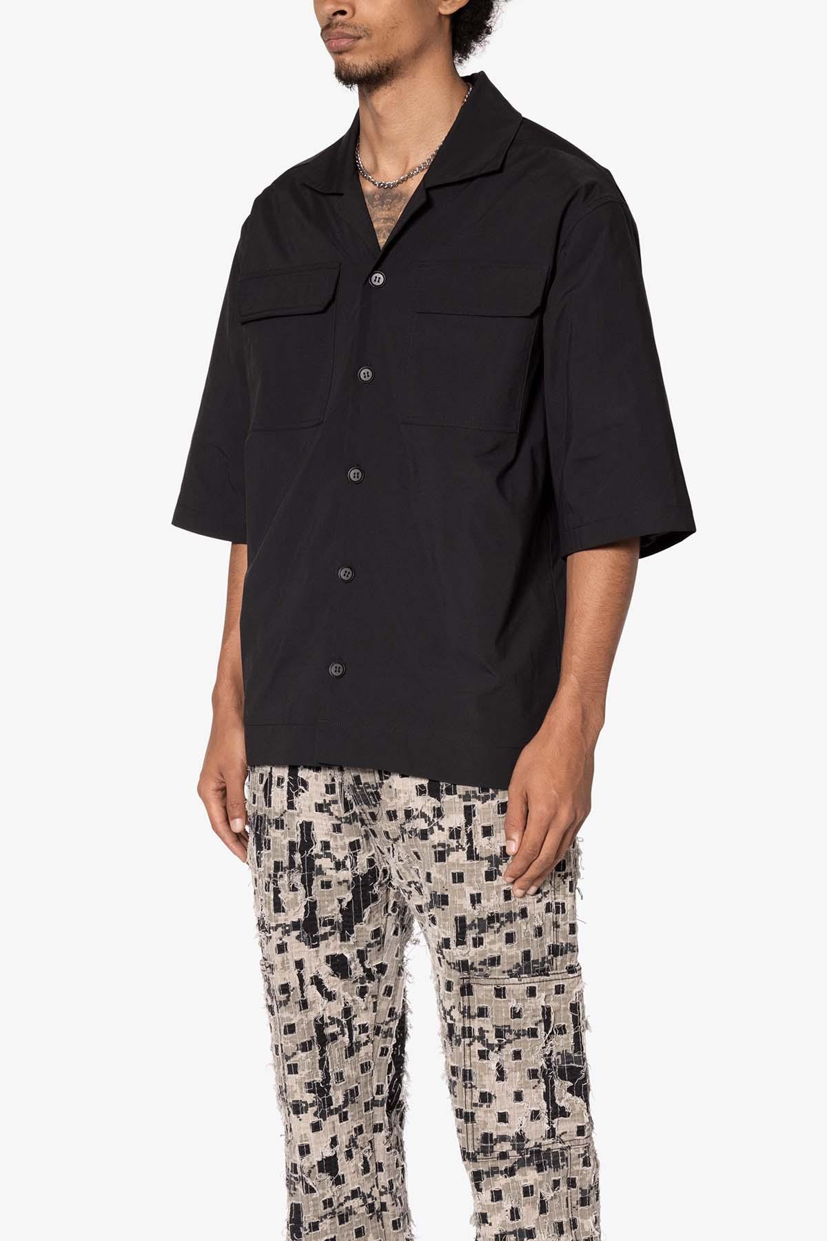 Lined Woven Nylon Shirt - Black Product Image