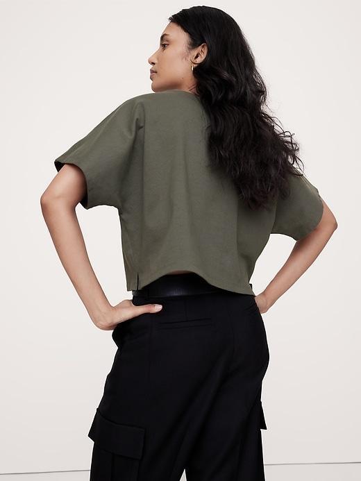 Cotton Boxy-Crop Dolman T-Shirt Product Image