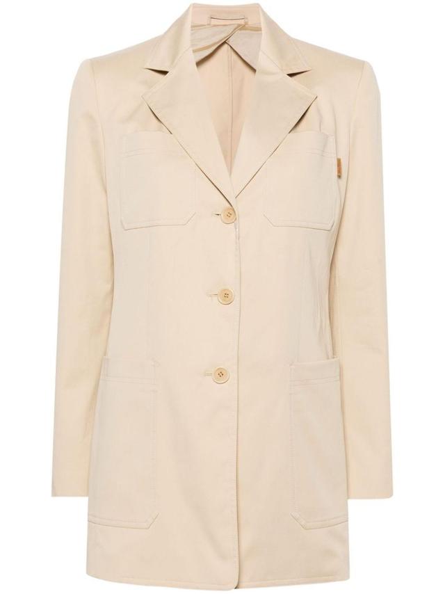 Notched-lapels Single-breasted Blazer In Neutrals Product Image