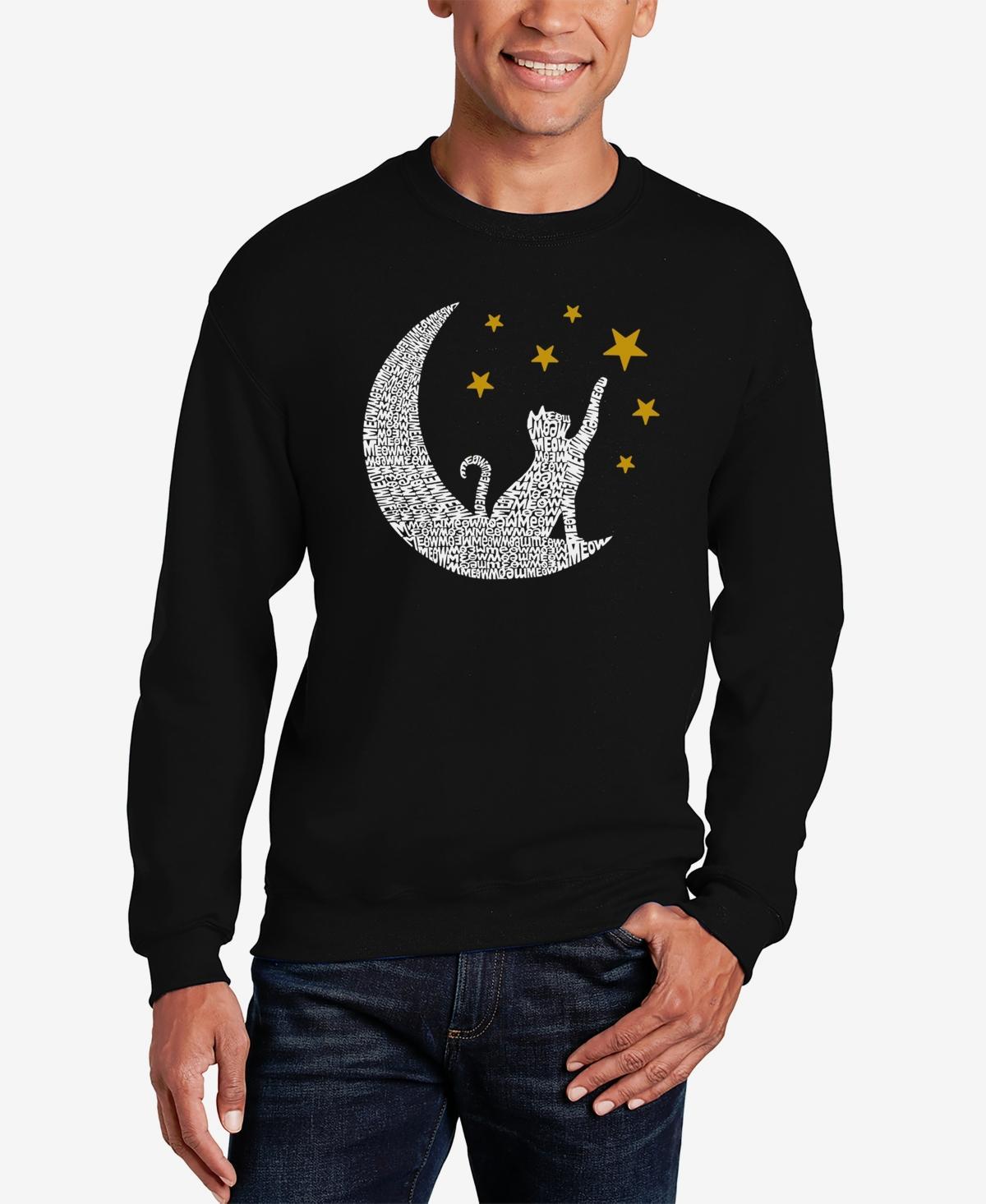 La Pop Art Cat Moon - Mens Word Art Crewneck Sweatshirt Product Image