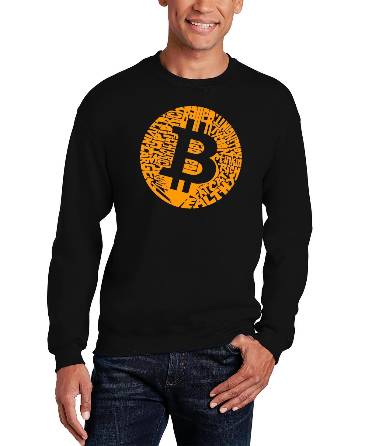 La Pop Art Mens Bitcoin Word Art Crew Sweatshirt Product Image