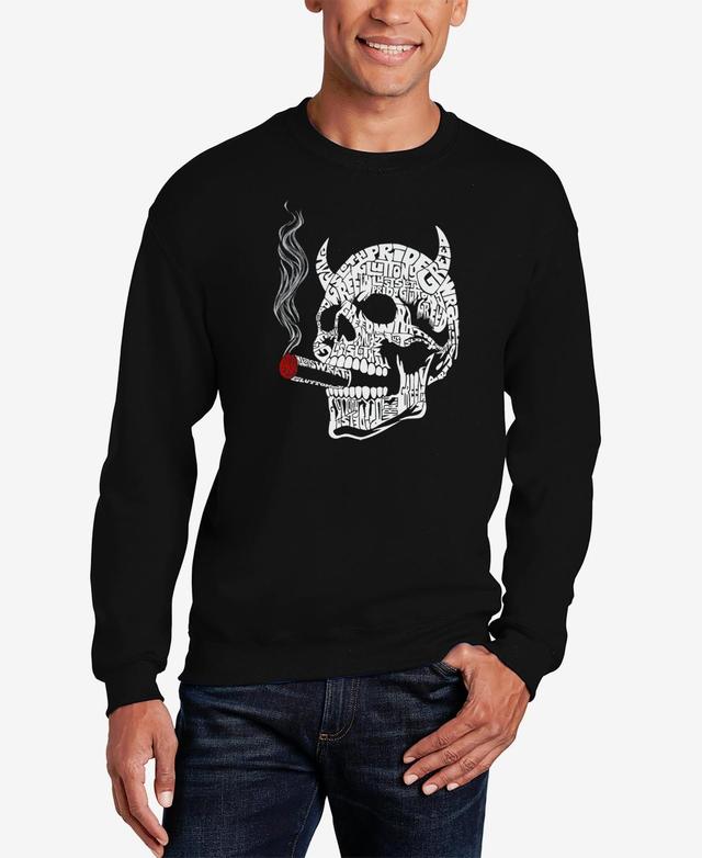 La Pop Art Mens 7 Deadly Sins Skull Word Art Crewneck Sweatshirt Product Image