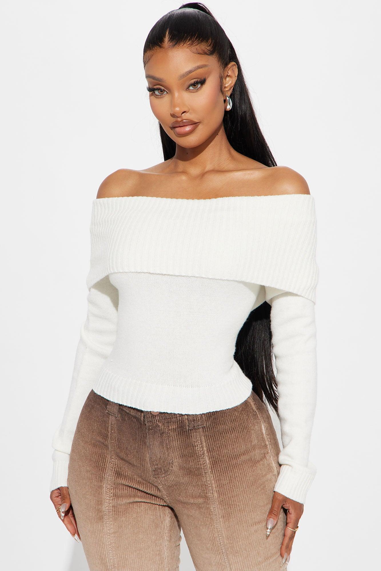 Layla Off Shoulder Sweater - Ivory Product Image