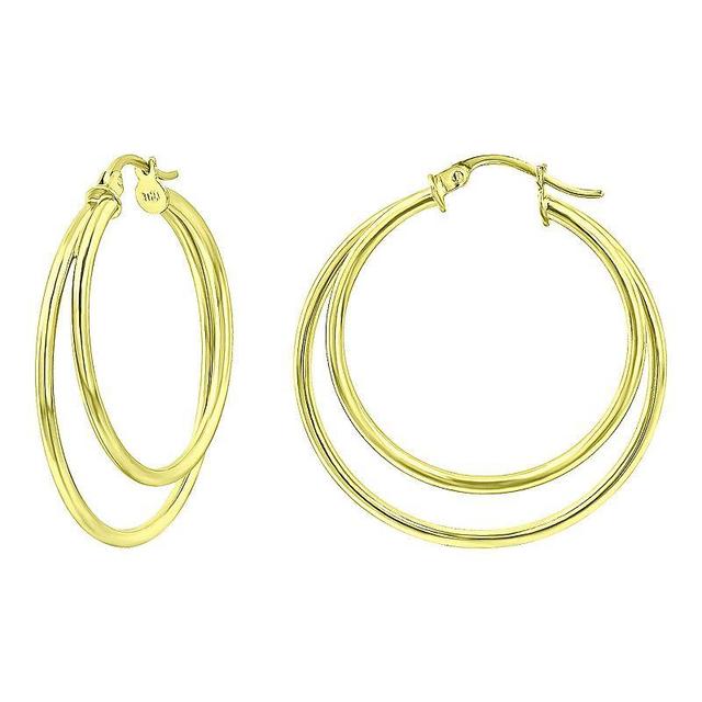 Aleure Precioso Sterling Silver Graduated Double Hoop Earrings, Womens, Gold Tone Product Image