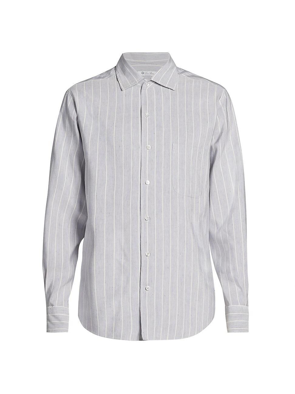 Mens Linen Striped Button-Up Shirt Product Image