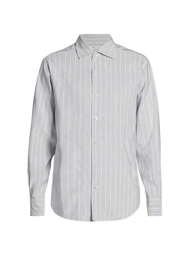 Mens Linen Striped Button-Up Shirt Product Image