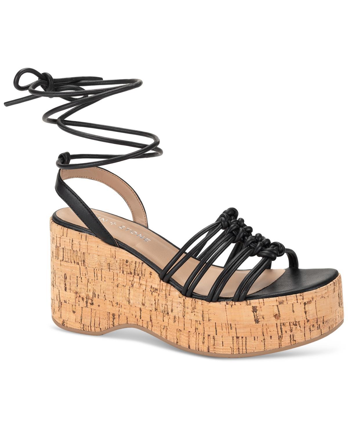 Sun + Stone Womens Fallonn Strappy Lace Up Platform Wedge Sandals, Created for Macys Product Image