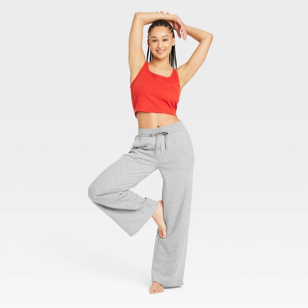 Womens Fleece Wide Leg Lounge Pants - Colsie Heathered XL Product Image