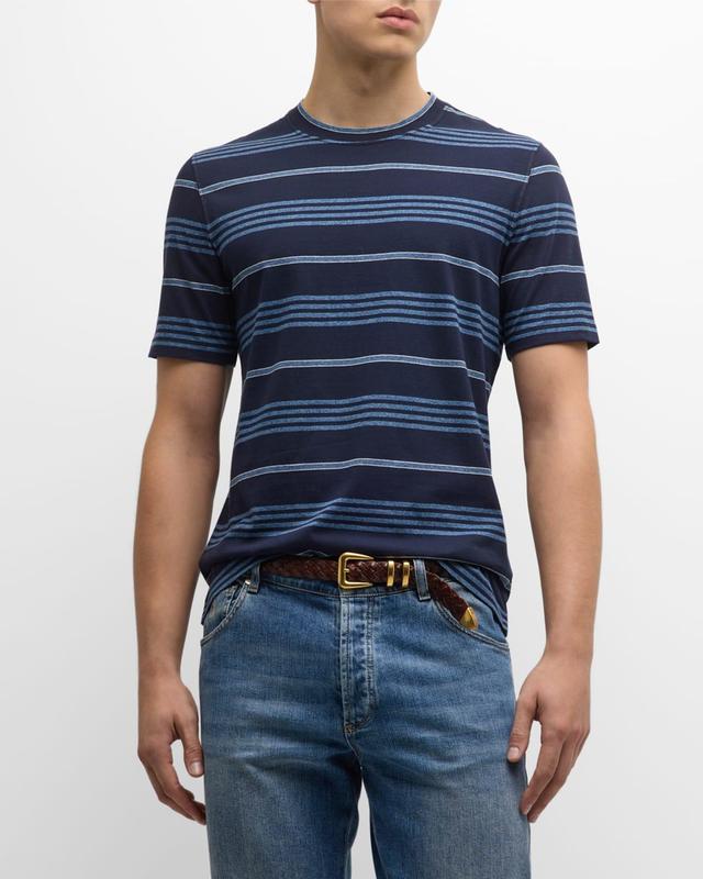 Mens Cotton Stripe Crewneck T-Shirt Product Image