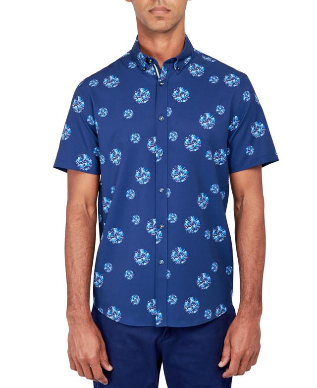 Society of Threads Mens Regular-Fit Non-Iron Performance Stretch Floral Circle-Print Button-Down Shirt Product Image