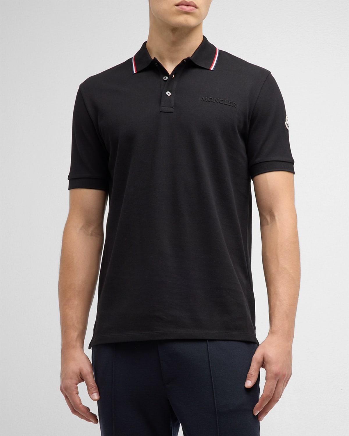 Moncler Tipped Logo Embossed Cotton Piqu Polo Product Image