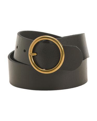 Leather Circle Buckle Belt For Women Product Image