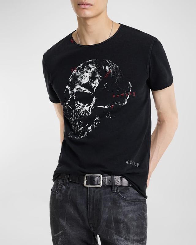 Mens Bowery Skull Raw-Edge T-Shirt Product Image