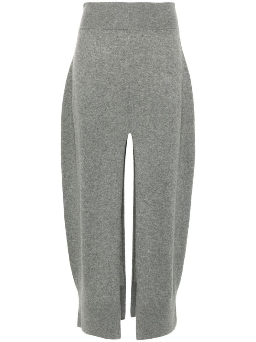 Slit-detailed Regenerated Cashmere Maxi Skirt In Grey Product Image