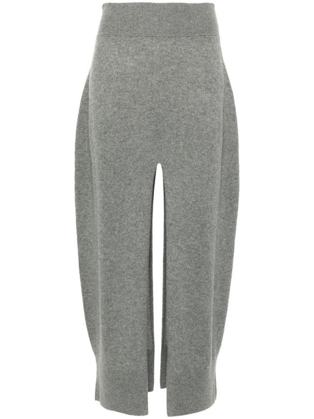 Slit-detailed Regenerated Cashmere Maxi Skirt In Grey Product Image