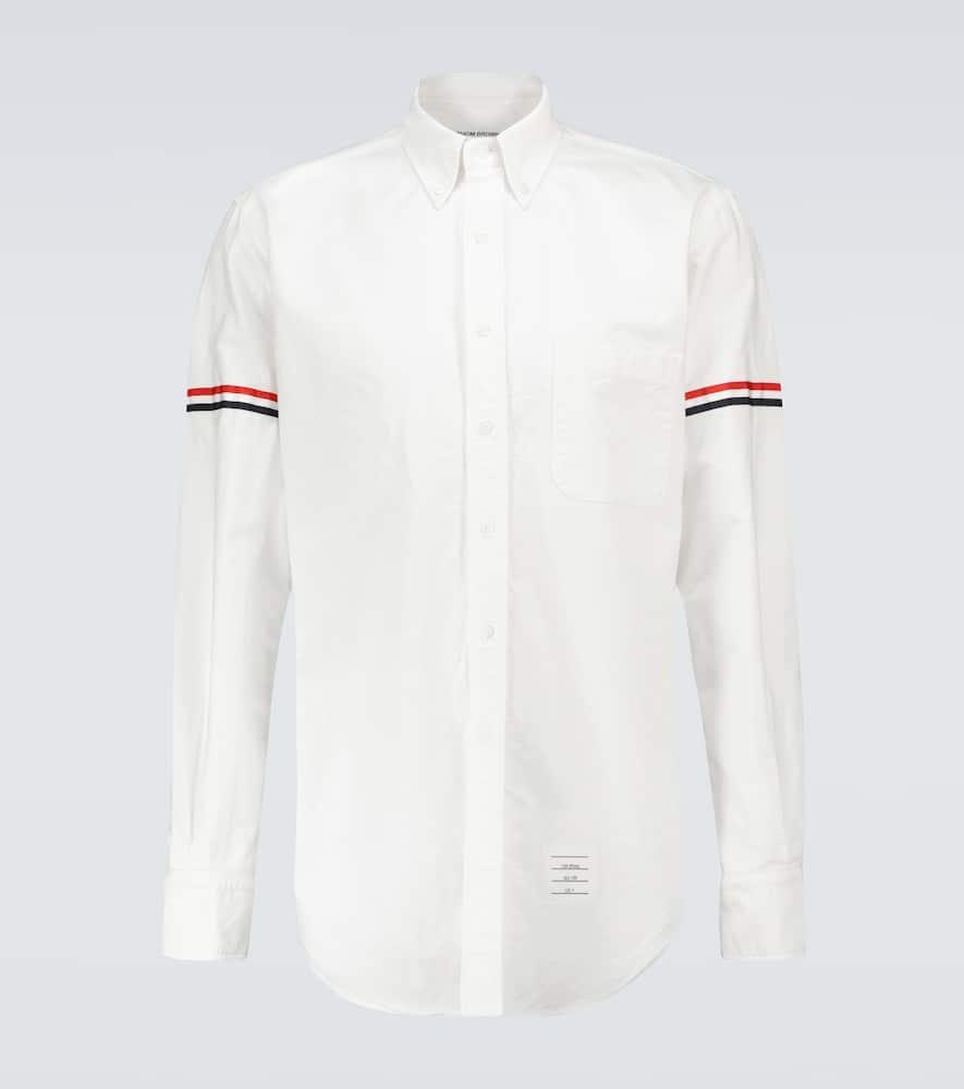 THOM BROWNE Grey Classic Point Collar Grosgrain Armband Shirt In Off White Product Image