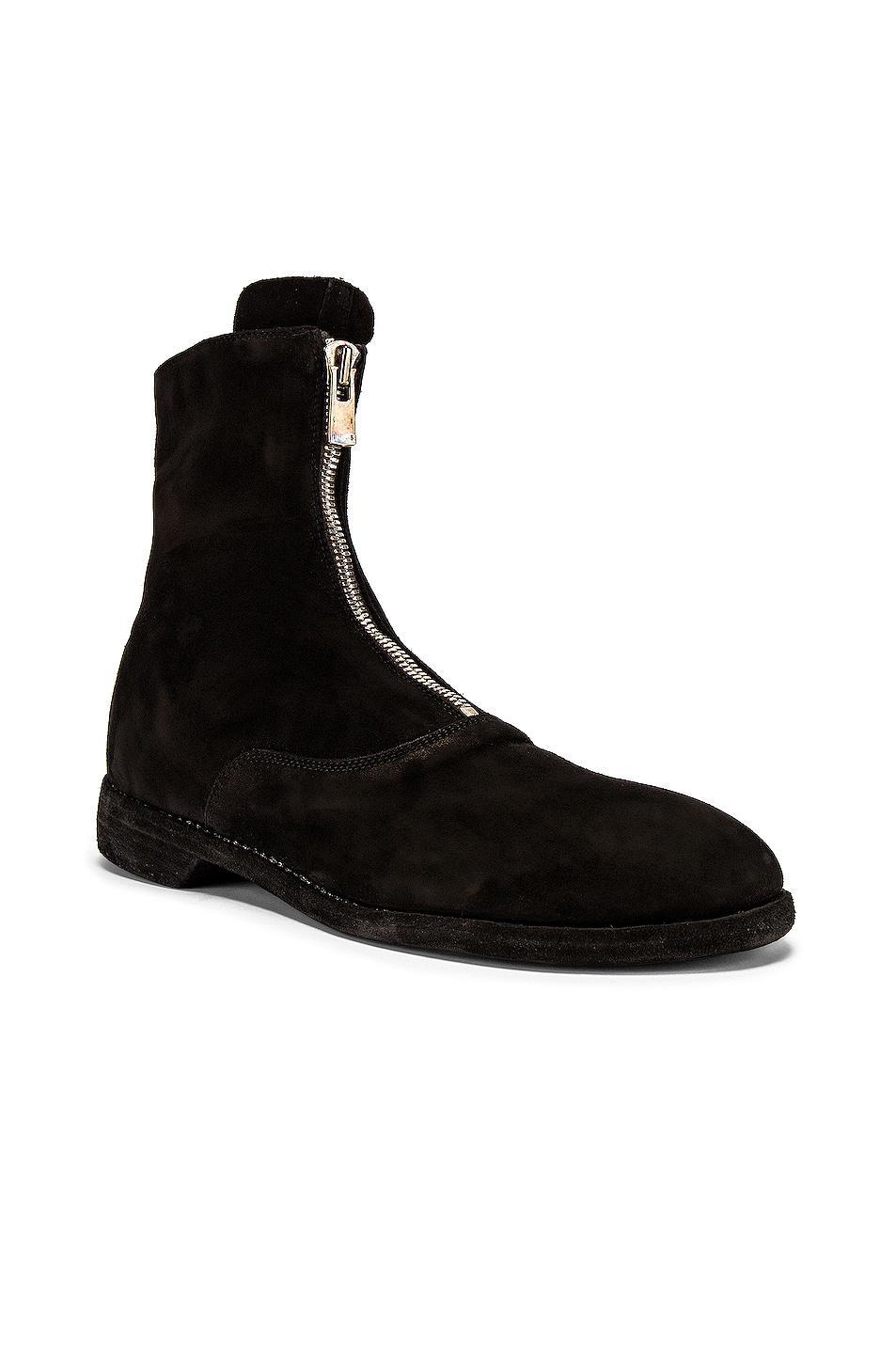 Guidi Stag Suede Zipper Boots in Black - Black. Size 42 (also in 40, 41, 43, 44, 45). Product Image