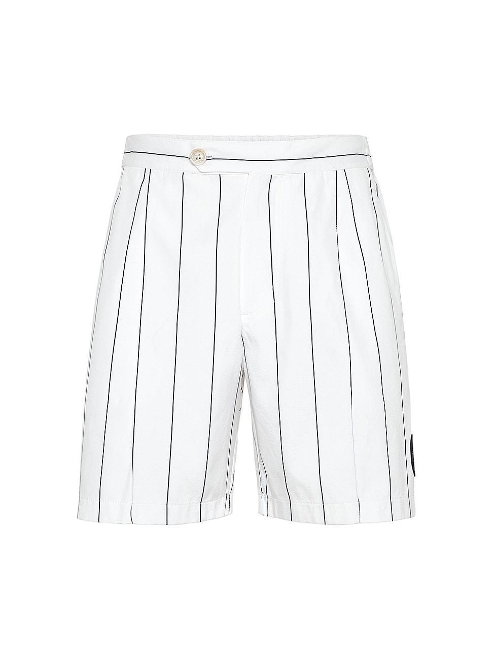 Mens Chalk Stripe Nylon Pleated Bermuda Shorts Product Image