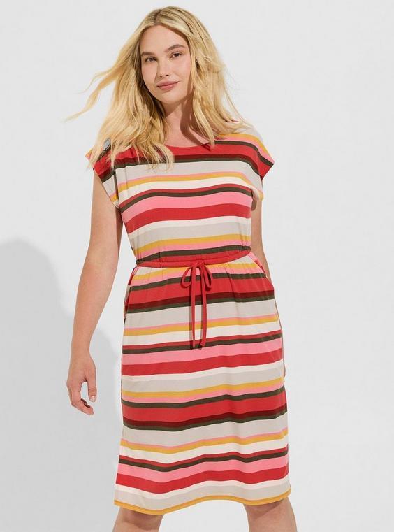 Midi Jersey Cross Back Slit Dress in Multi Product Image