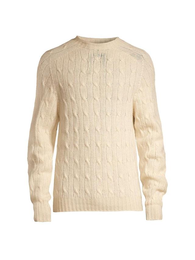 Mens Shetland Wool Cable-Knit Sweater Product Image