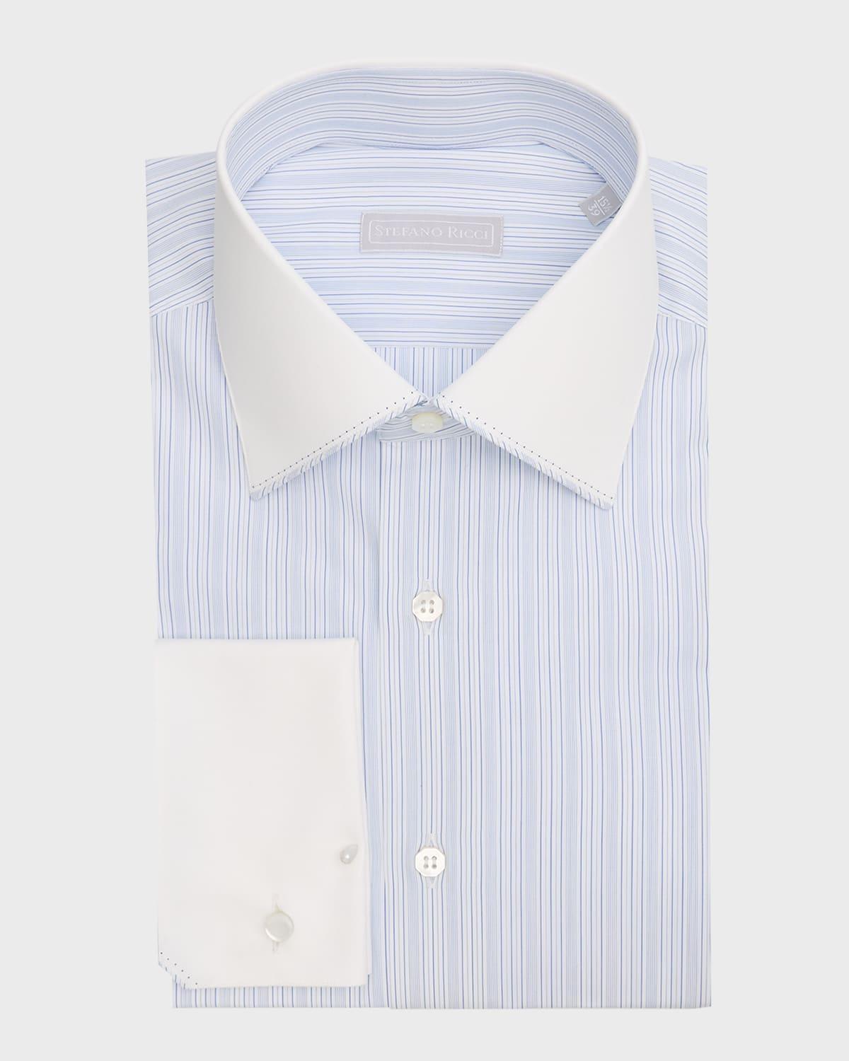 Mens Cotton French Cuff Multi-Stripe Dress Shirt Product Image